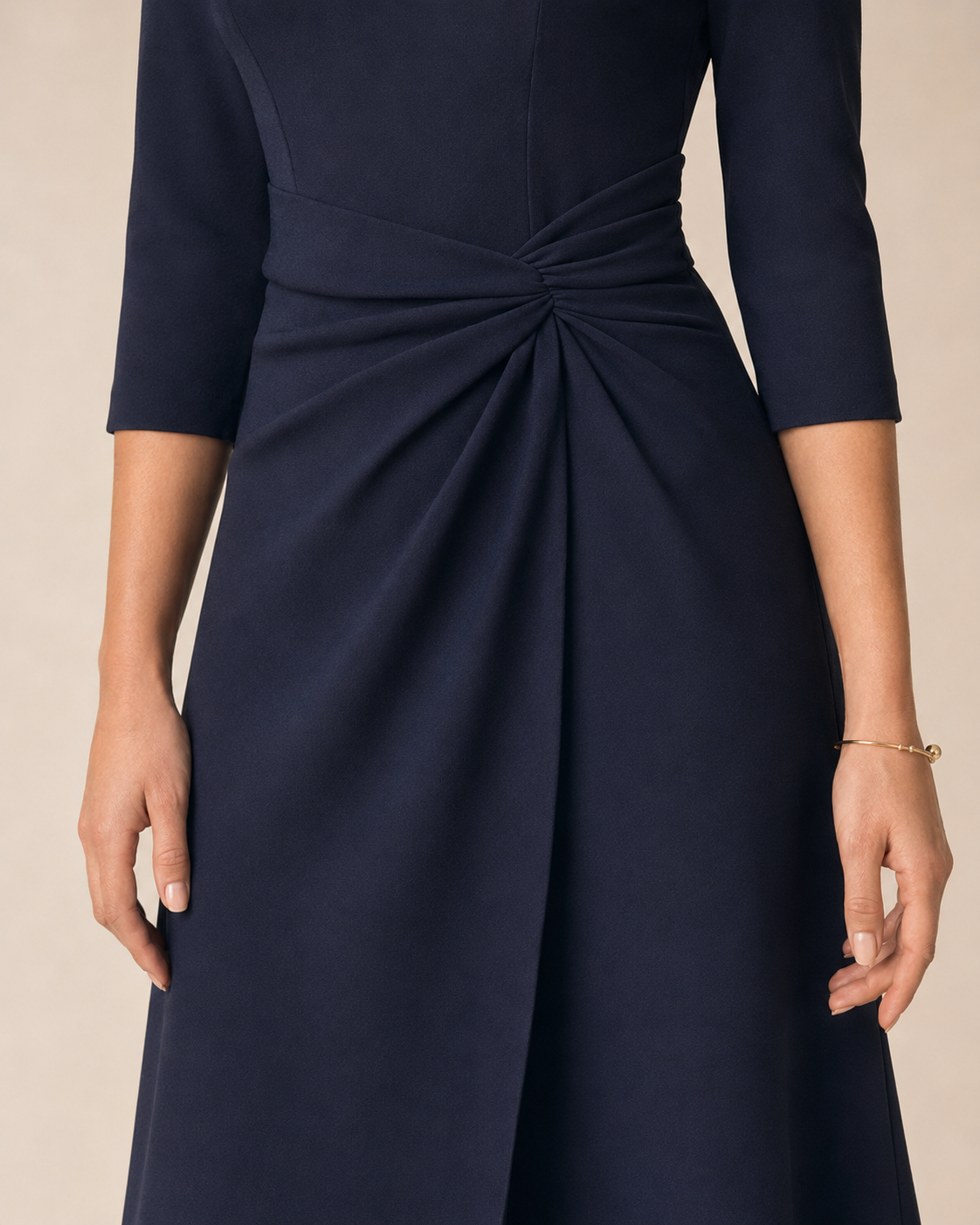 Mirelle Square-Neck Twist-Waist Midi Dress
