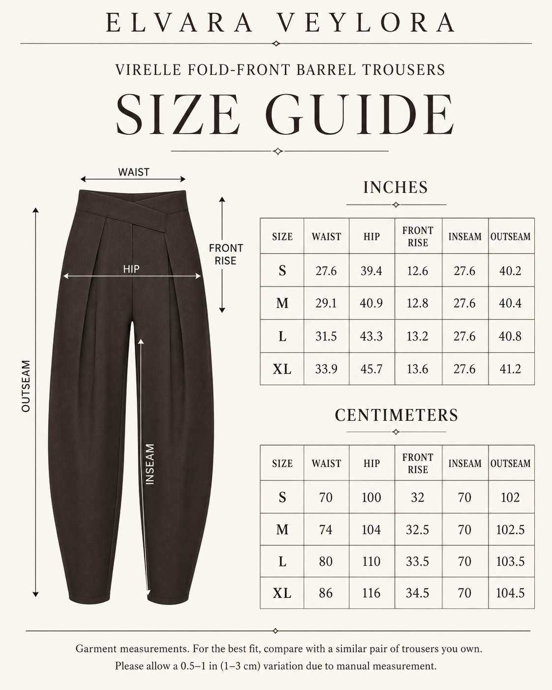 Virelle Fold-Front Barrel Trousers