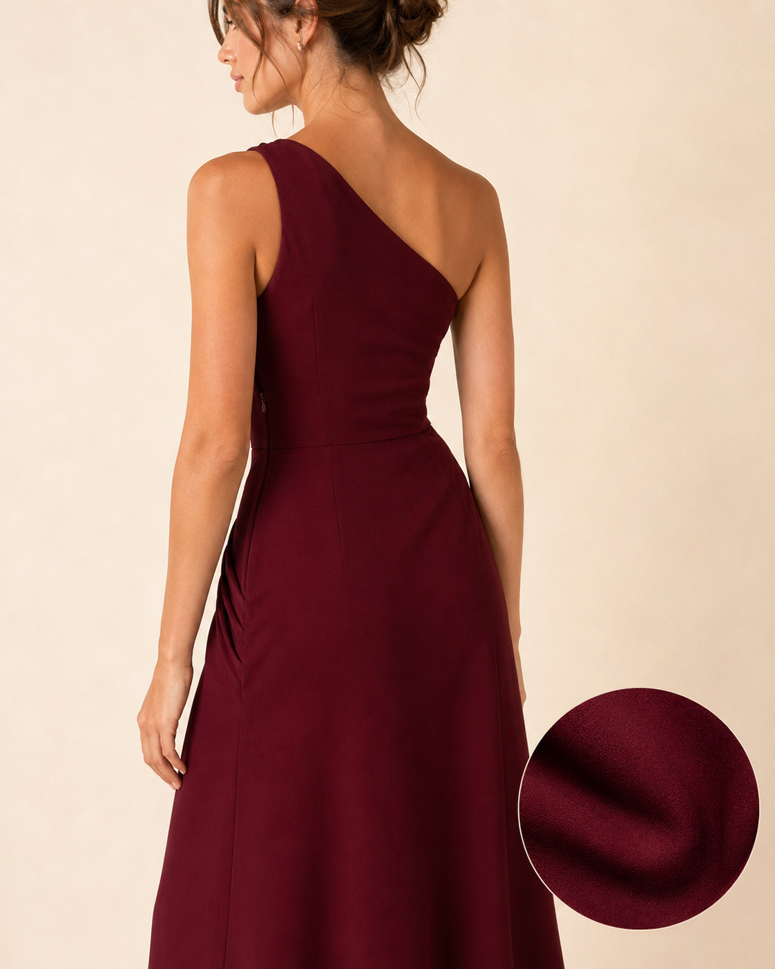 Serelle One-Shoulder Draped Midi Dress