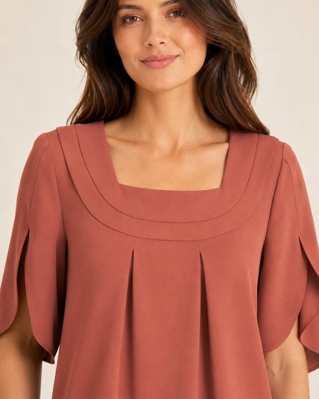 Avelisse Curved-Yoke Pleated Blouse