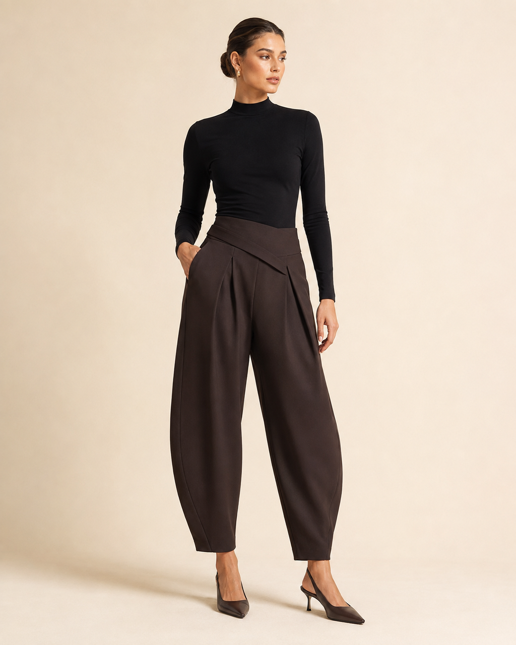 Virelle Fold-Front Barrel Trousers