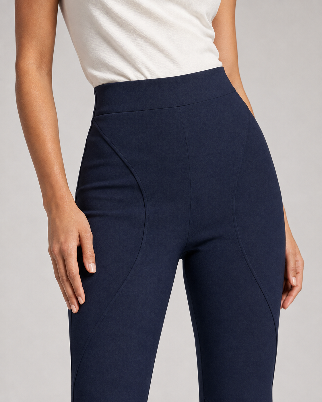 Orlienne Pivot-Seam Flared Trousers