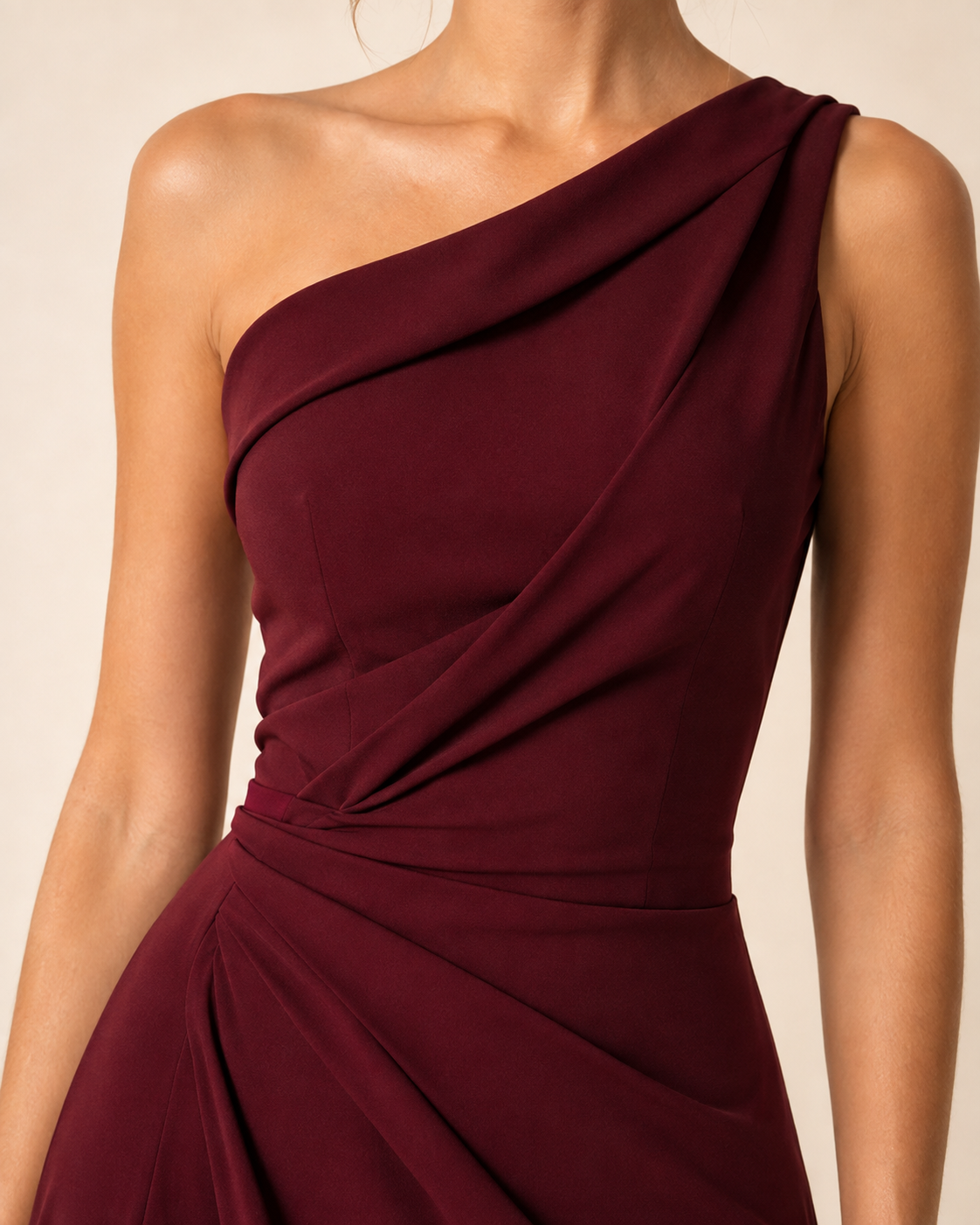 Serelle One-Shoulder Draped Midi Dress