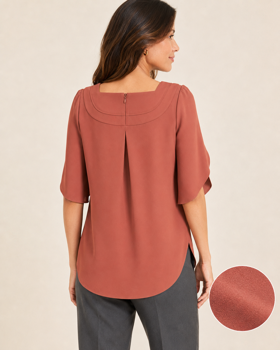 Avelisse Curved-Yoke Pleated Blouse