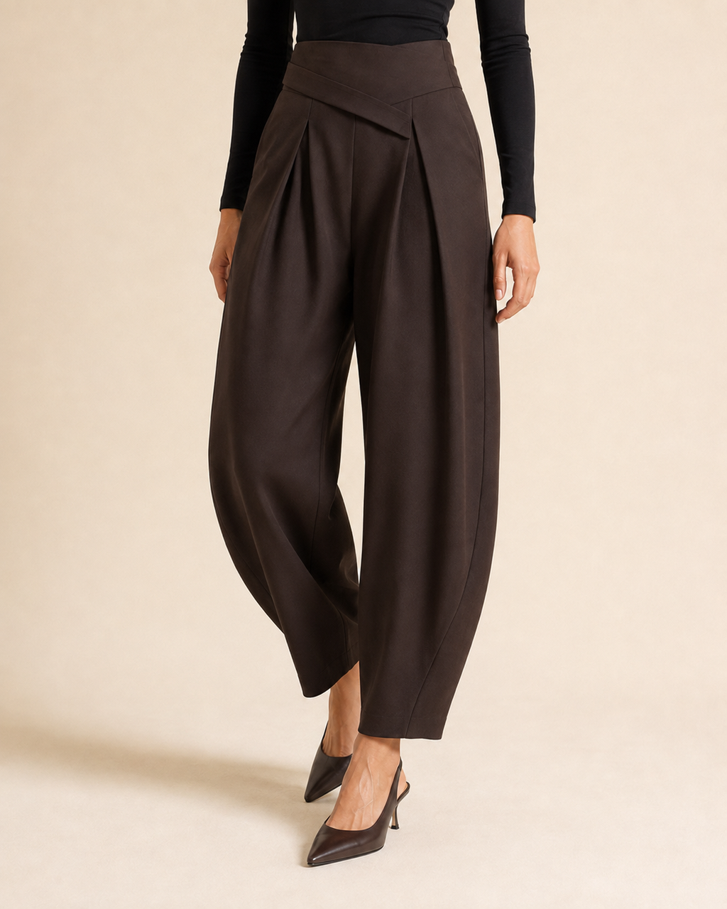 Virelle Fold-Front Barrel Trousers