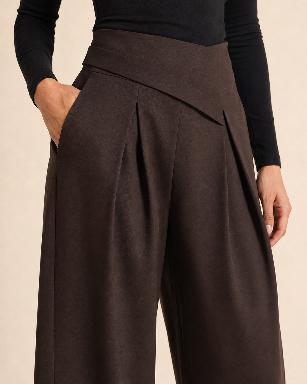 Virelle Fold-Front Barrel Trousers