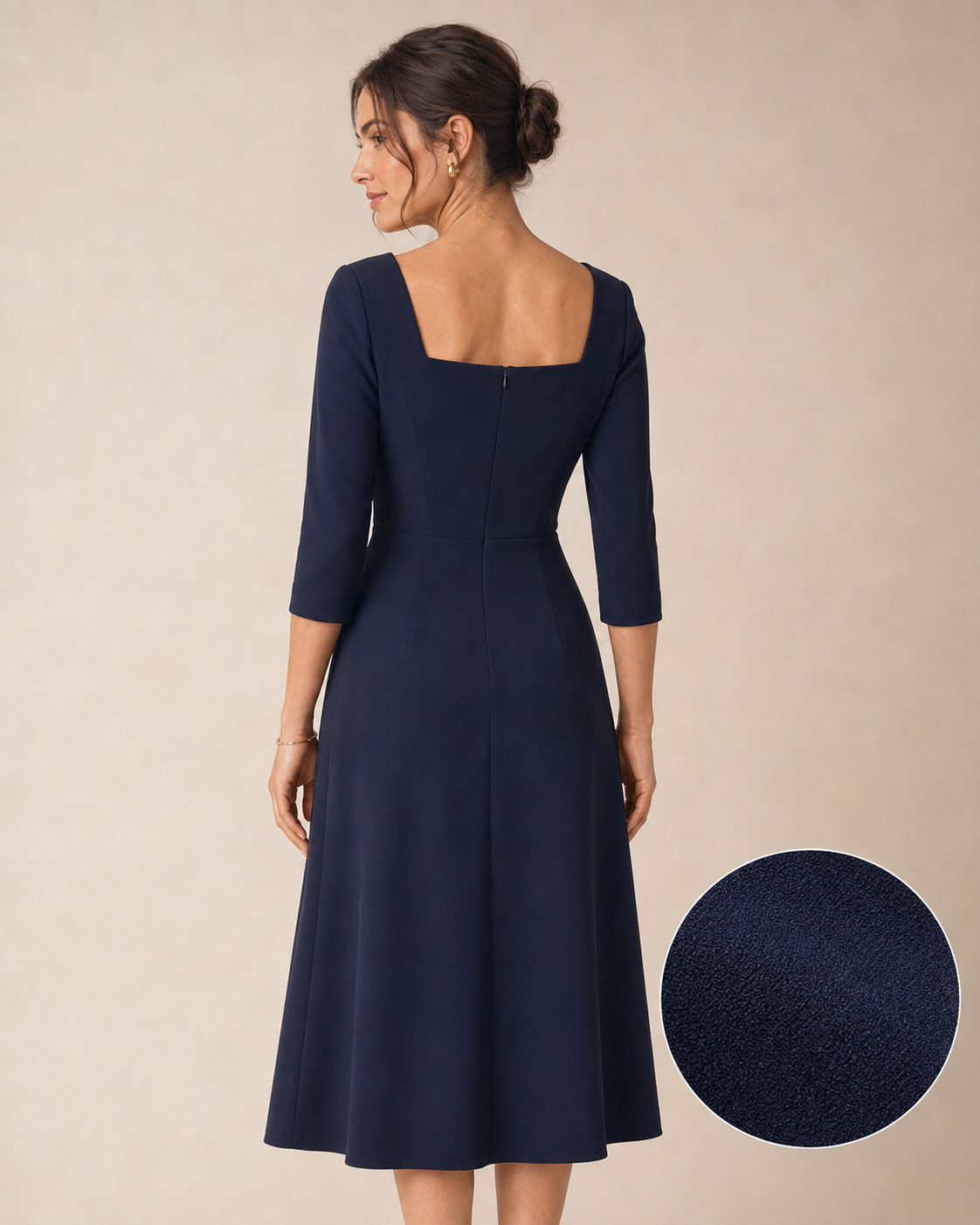 Mirelle Square-Neck Twist-Waist Midi Dress