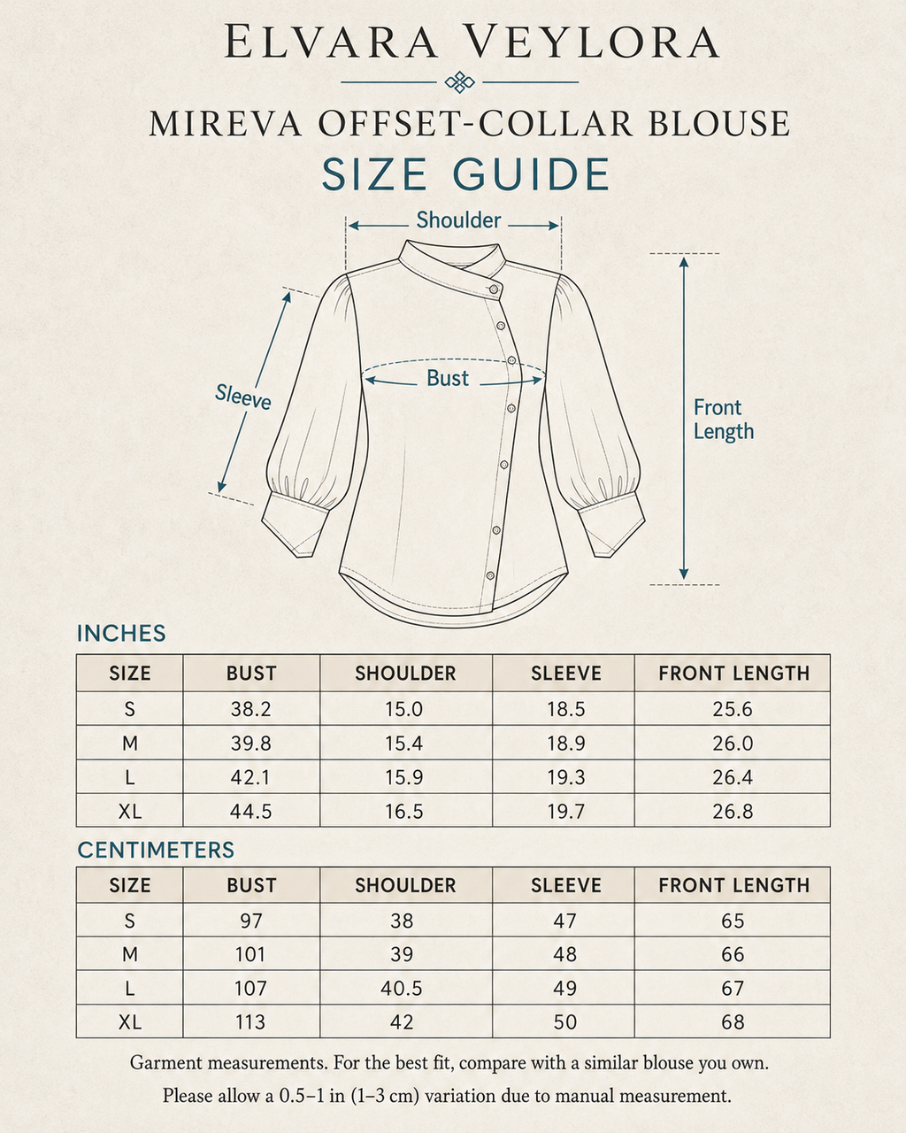 Mireva Offset-Collar Lantern-Sleeve Blouse